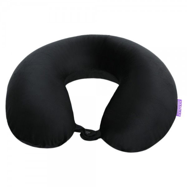 VIAGGI U Shape Round Memory Foam Soft Travel Neck Pillow for Neck Pain Relief Cervical Orthopedic Use Comfortable Neck Rest Pillow - Black